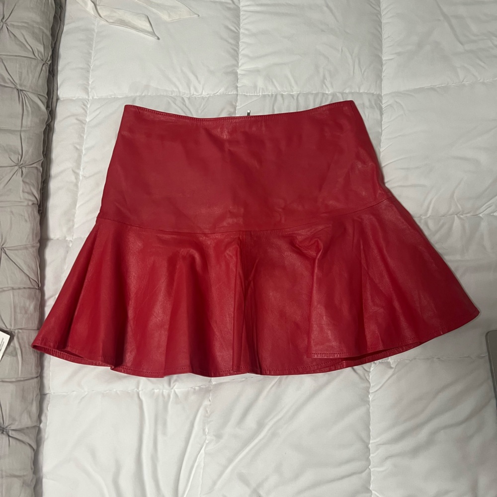 Karina Grimaldi Red Leather Skirt